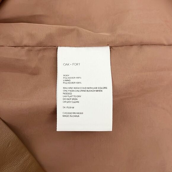 Oak + Fort Vegan Leather Mini Skirt With Slit in Tobacco Brown - Picture 6 of 7